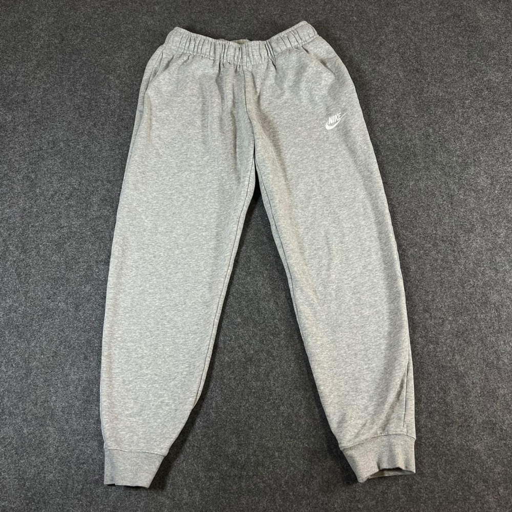 Nike Sportswear Club Fleece Joggers Heather Gray Embroidered Logo Pants